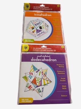 3D Geometric Shapes Icosahedron & Dodecahedron Craft Kits - Orange & Purple